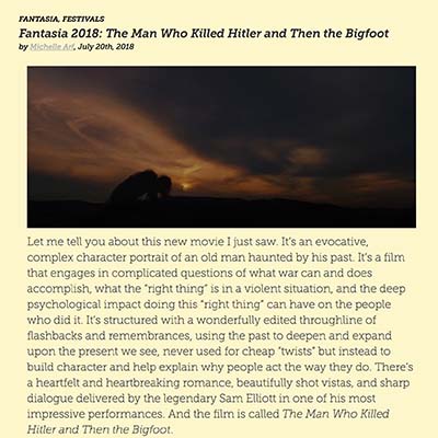 Fantasia 2018: 'The Man Who Killed Hitler and Then the Bigfoot'